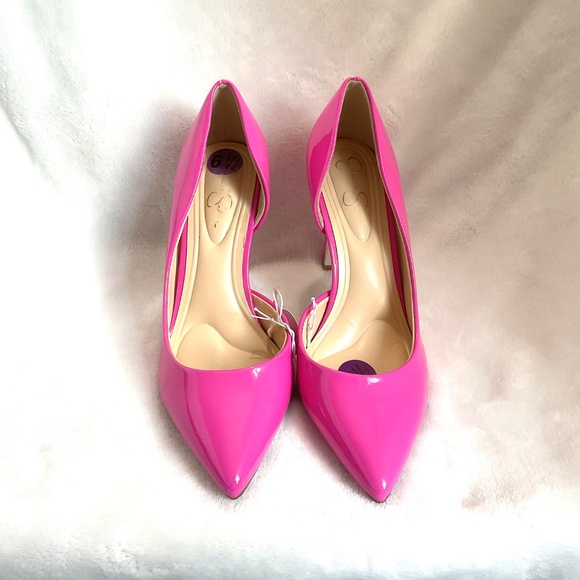 Hot Pink Patent D’Orsay Pointed Toe Heels Stiletto Barbiecore Sz 6.5 - Picture 4 of 15